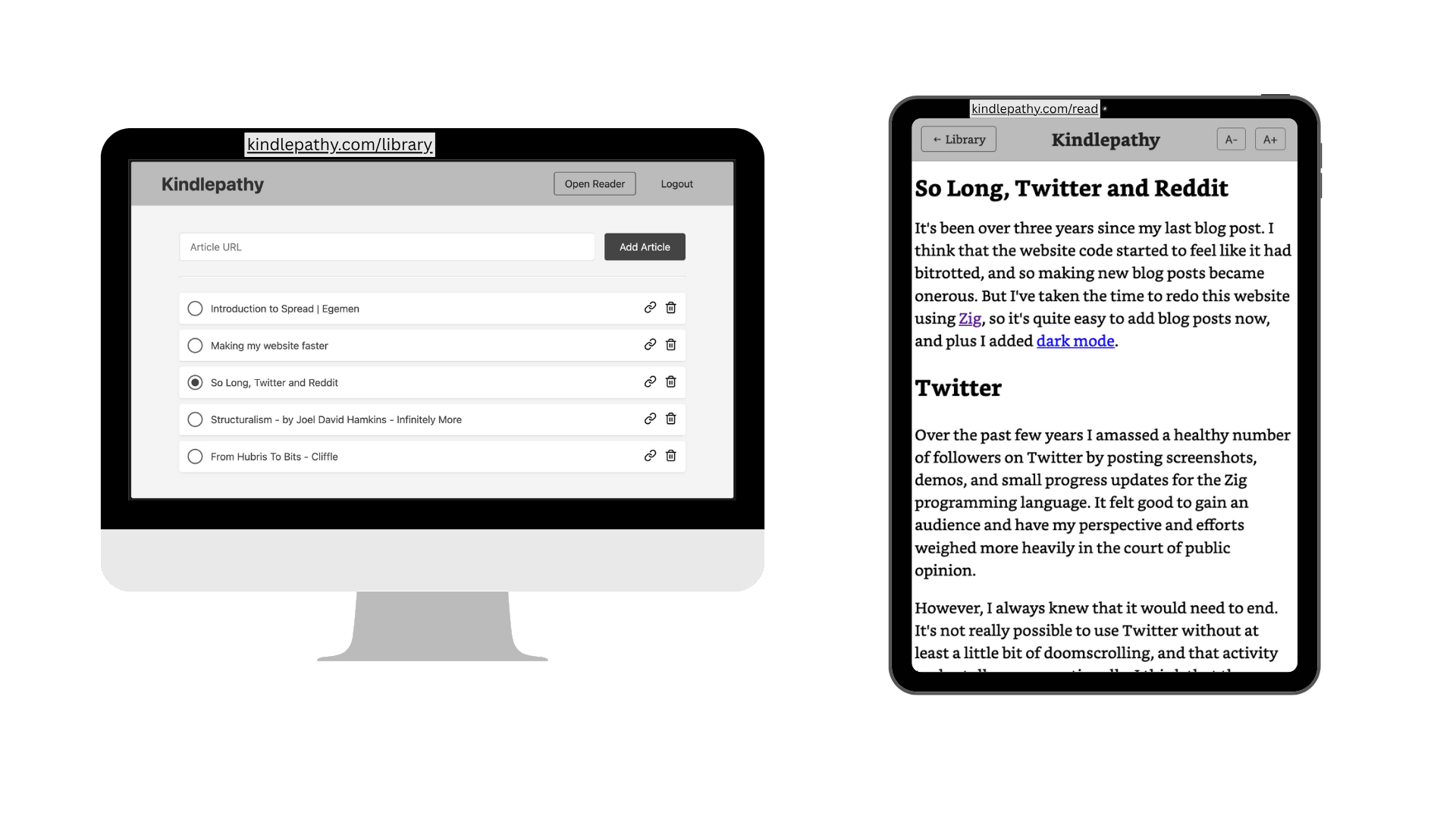 Kindlepathy on a phone and a Kindle